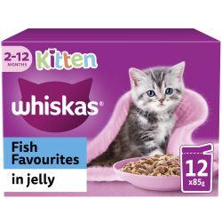 Whiskas Kitten Fish Favourites Wet Cat Food Pouches In Jelly 12Pk 85G Supply