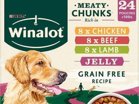 Winalot Perfect Portions Adult Chicken&Peas   Beef & Carrots   Lamb&Green Beans In Jelly 24X100G (Grain Free) Sale