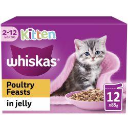 Whiskas Kitten Poultry Feasts Wet Cat Food Pouches In Jelly 12Pk 85G Sale